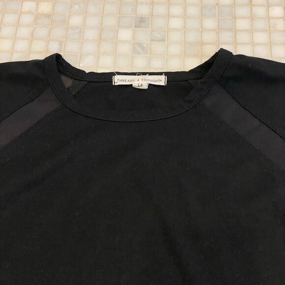 Threads 4 Thoughts Girls Black T-Shirt with Mesh Detail - Picture 2 of 5